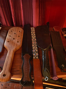 Dungeon equipment: whips, wooden and leather paddles in Tucson, Arizona